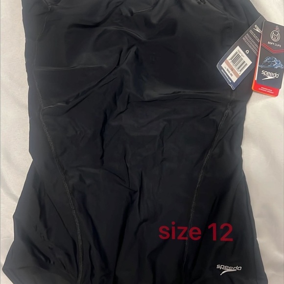 Speedo Black One Piece Power Flex Swimsuit Size 12 - Picture 3 of 4